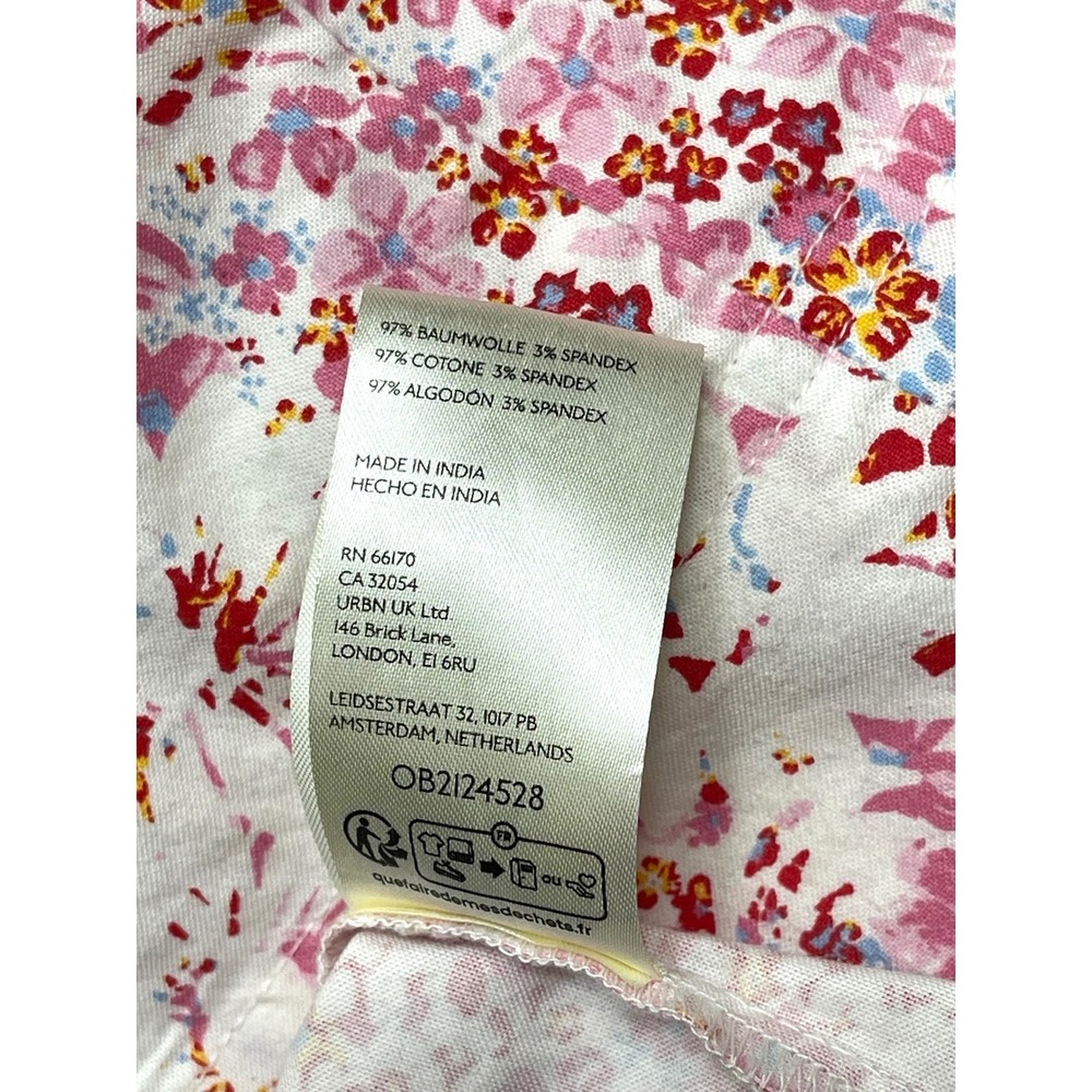 New Free People Strapless Floral Button Front Mini Dress Pink Red XL - Picture 10 of 14